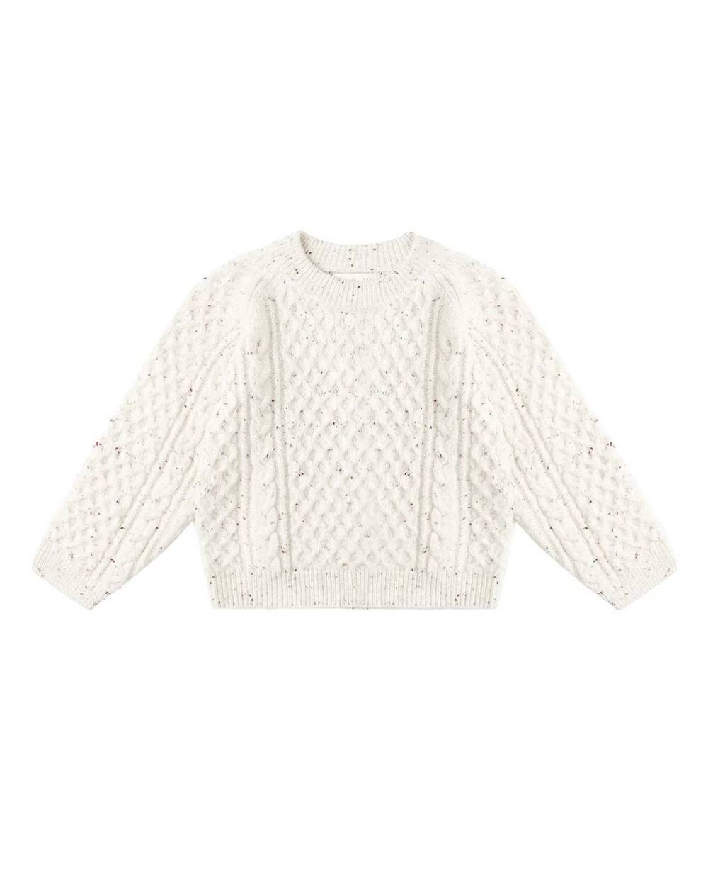 NEW RYLEE + CRU kids cable knit sweater in natural speckled